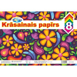Spalvotas popierius A4, 8 lapų