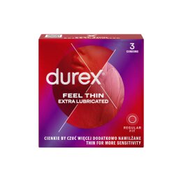 Prezervatyvai Durex Feel Thin Extra Lubricated 3vnt.