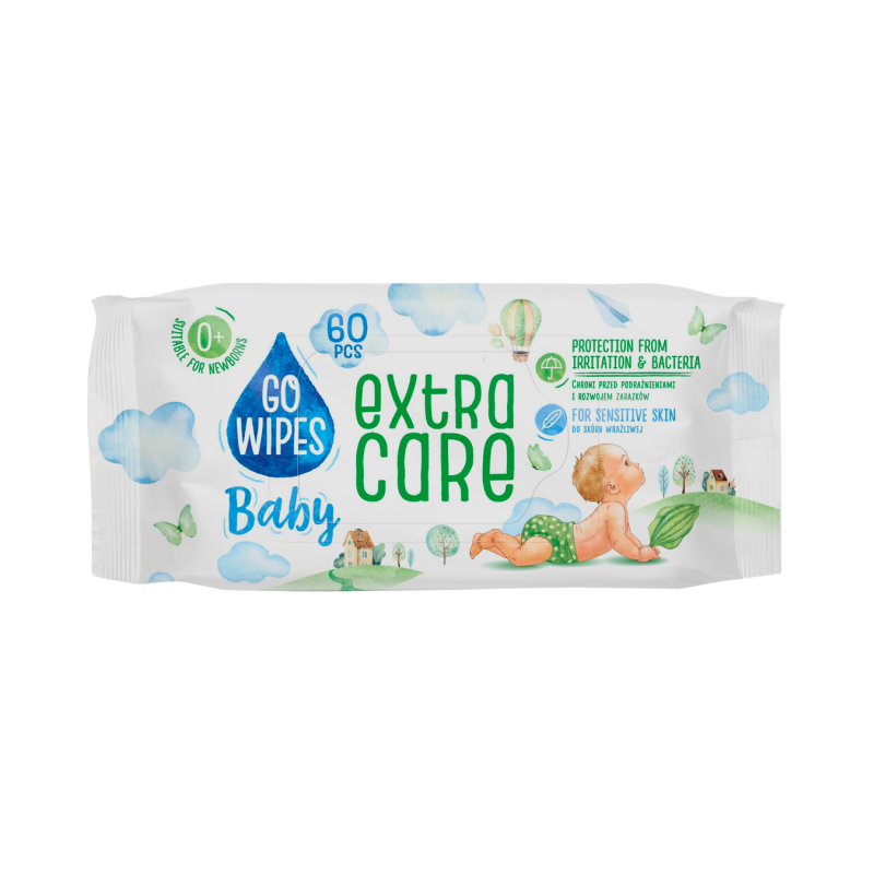 Drėgnos servetėlės  Go wipes Baby Extra Care  60vnt