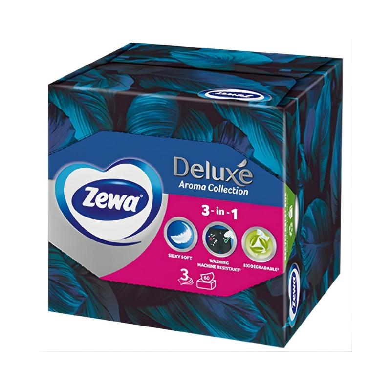 Vienkartinės kosmetinės servetėlės Zewa Deluxe Aroma Cube 60vnt