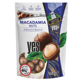 Kepinti sūdyti makadamijų riešutai  Yes  su įpjautu kevalu, 150g