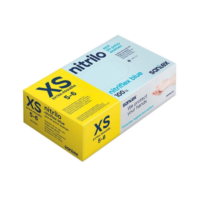 Vienkartinės pirštinės nitrilinės  Santex  XS dydis, 50porų mėlynos