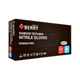 Nitrilinės pirštinės BERRY Daimond  M, juodos 50vnt