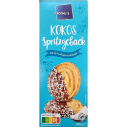 Sausainiai  Spritzgeback Kokos  su pieniniu šokoladu ir kokosu, 300g