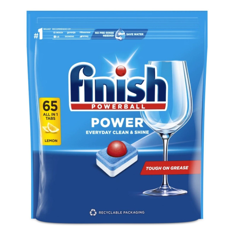 Tabletės indaplovėms  Finish  Power All in1 Lemon 65vnt