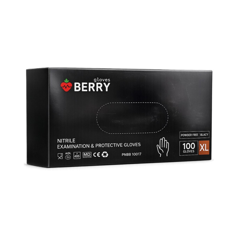 Vienkartinės nitrilinės pirštinės  Berry  XL juodos, 100vnt