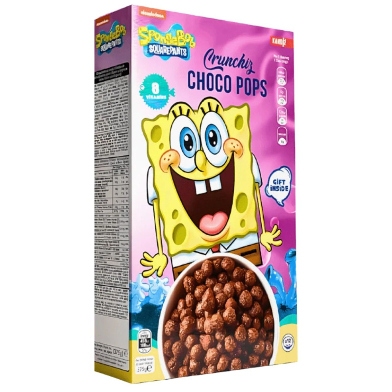 Sausi pusryčiai  Sponge Bob Choco Pops  375g kakaviniai rutuliukai