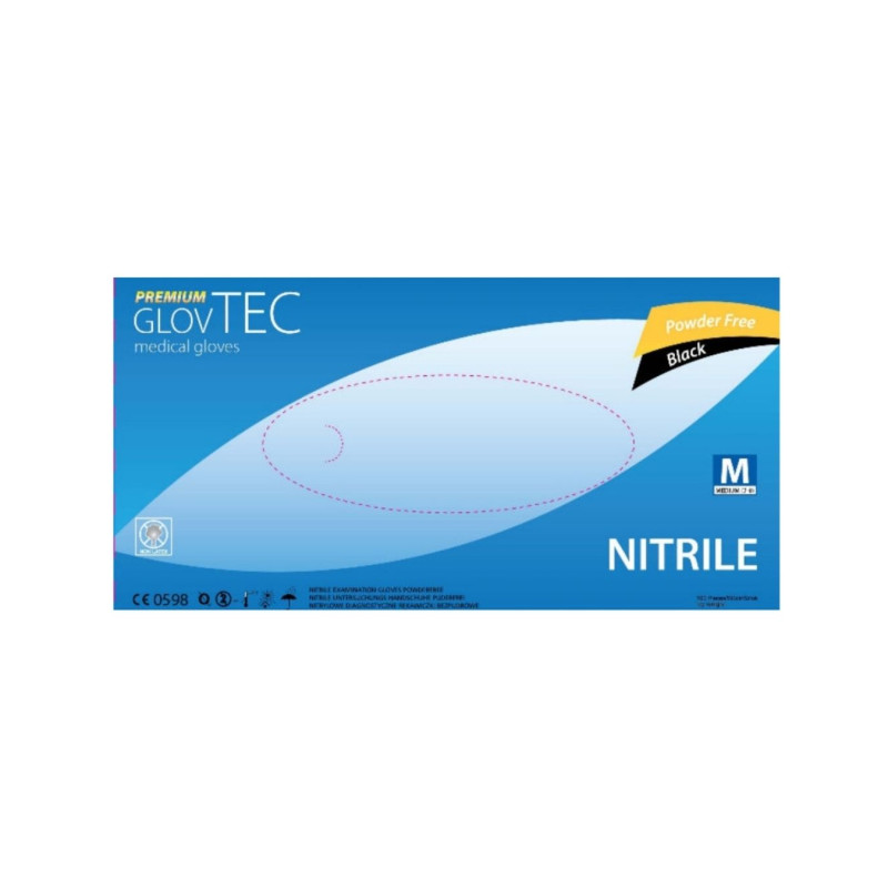 Vienkartinės nitrilinės pirštinės GlovTec juodos M 100vnt