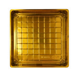 Plastikinis padėklas su dangčiu 1vnt  užkandžiams 28,5 x 28,5 x 4,5 cm