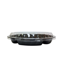 Plastikinis padėklas su dangteliu 1vnt užkandžiams  26,5 cm