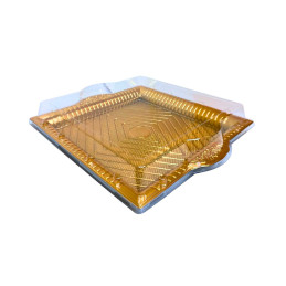 Plastikinis padėklas su dangčiu 1vnt užkandžiams 34,5 x 31 x 6 cm