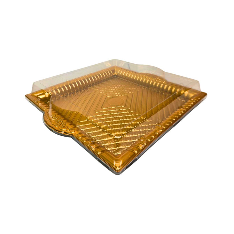 Plastikinis padėklas su dangteliu 1vnt užkandžiams  36,5 x 33 x 6 cm