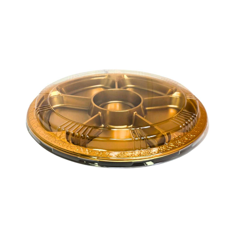 Plastikinis padėklas su dangčiu 1vnt užkandžiams 36 cm