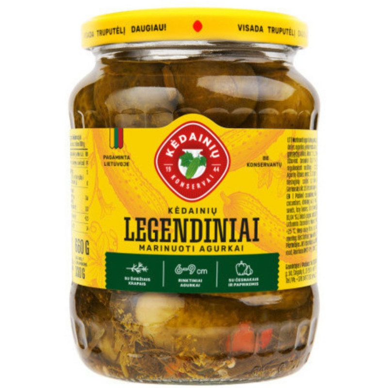 Marinuoti agurkai Legendiniai 660g/330g, Kėdainių