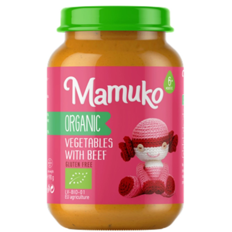 Ekologiška Mamuko košė daržovių ir jautienos nuo 6mėn.190g