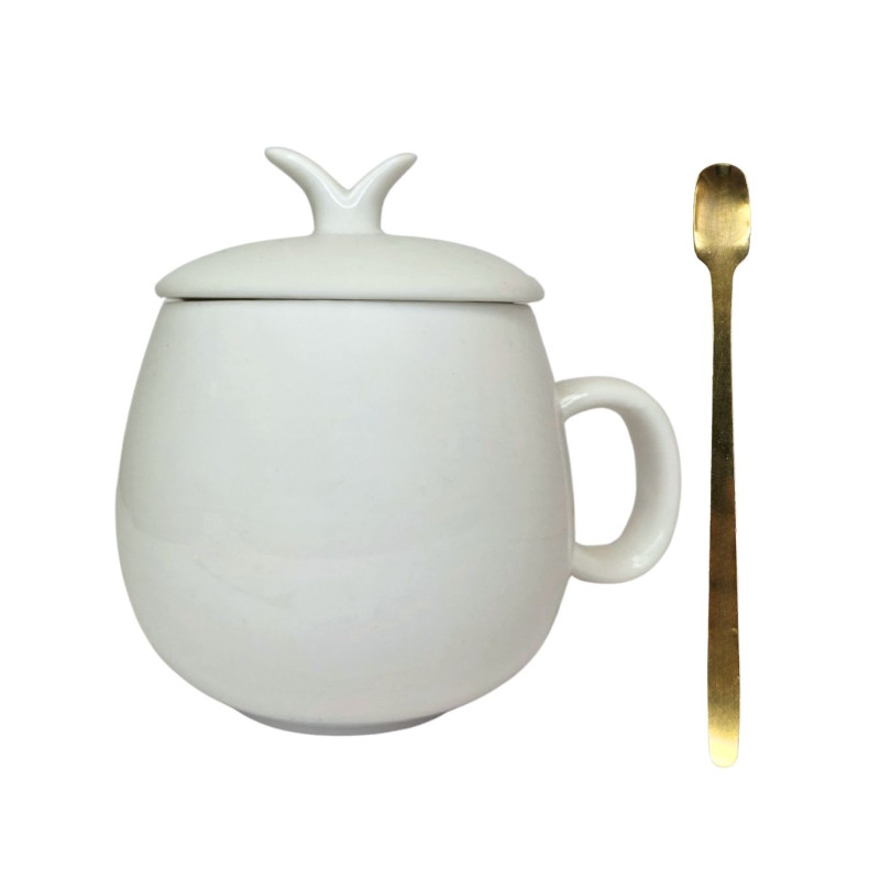 Keraminė cukrinė su dangteliu + šaukštelis