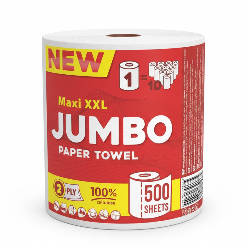 Popierinis rankšluostis "JUMBO" Maxi XXL 1vnt 2sluoksnių 500lapelių