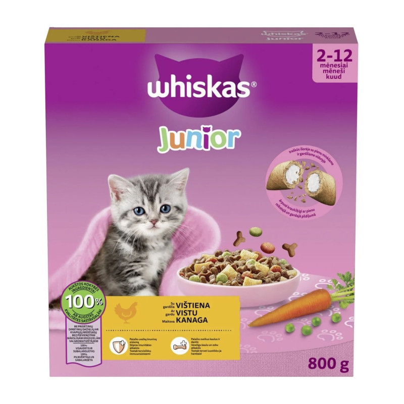Visavertis sausas ėdalas kačiukams Whiskas su vištiena, 800g