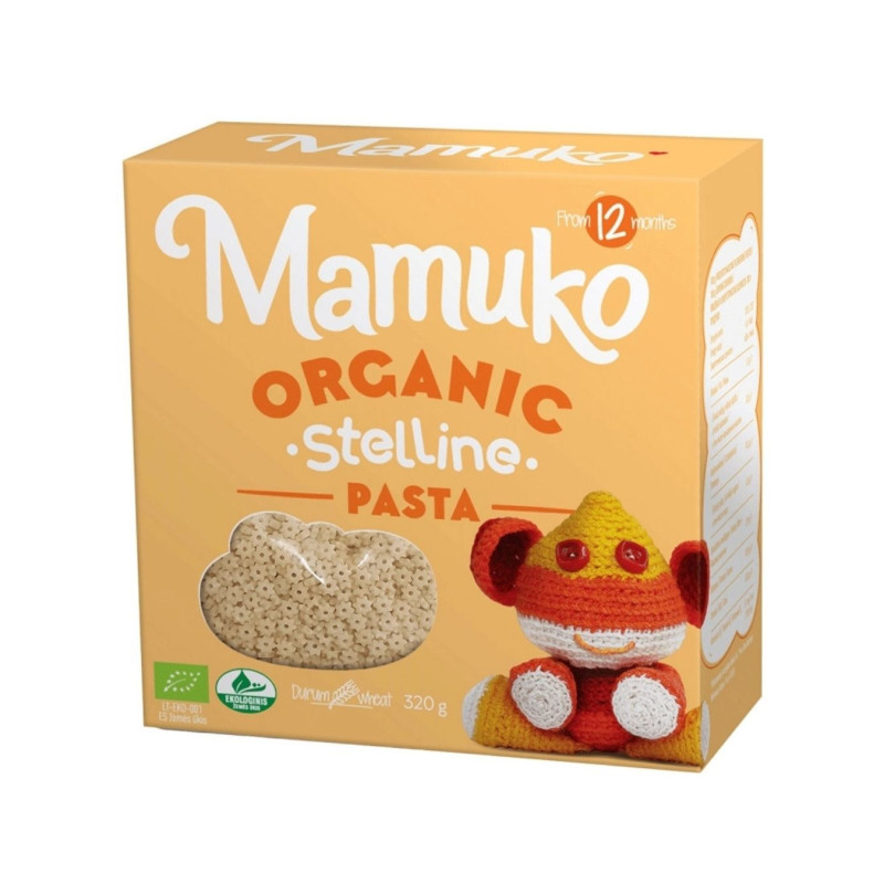 Ekologiški makaronai Mamuko Stelline nuo 12mėn, 320g.