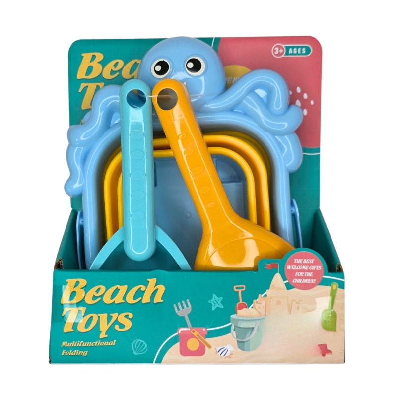 Žaislinis sulankstomas smėlio kibirėlis su priedais