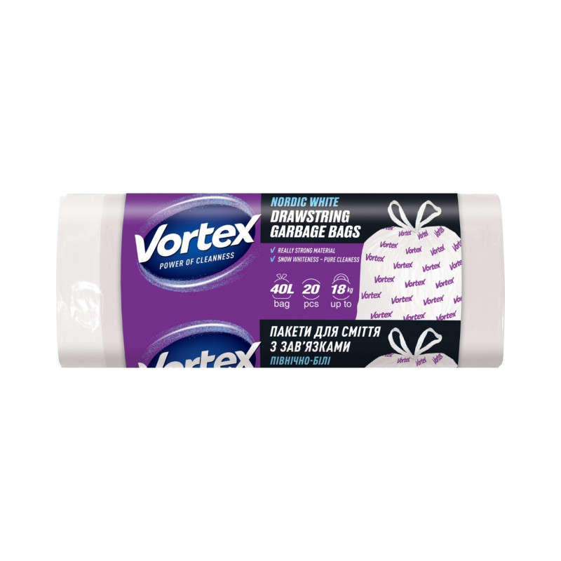 Maišai šiukšlėms Vortex, užrišami 40L 20vnt