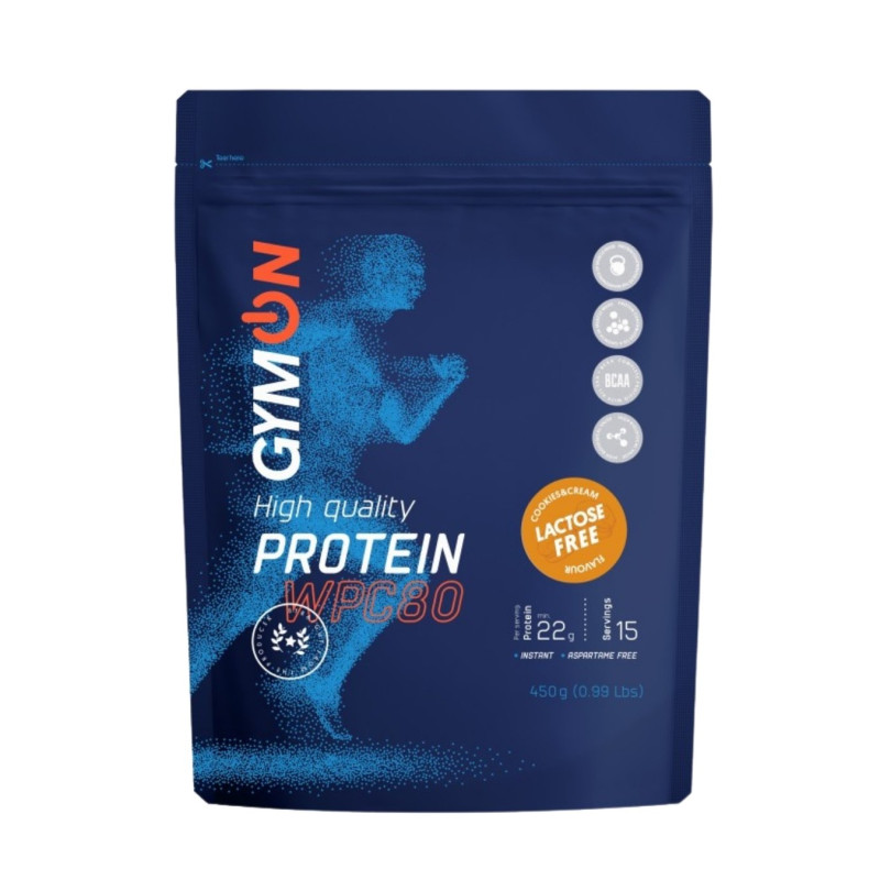 Išrūgų baltymų milteliai GYMON sausainių ir grietinėlės skonio, be laktozės, 450g