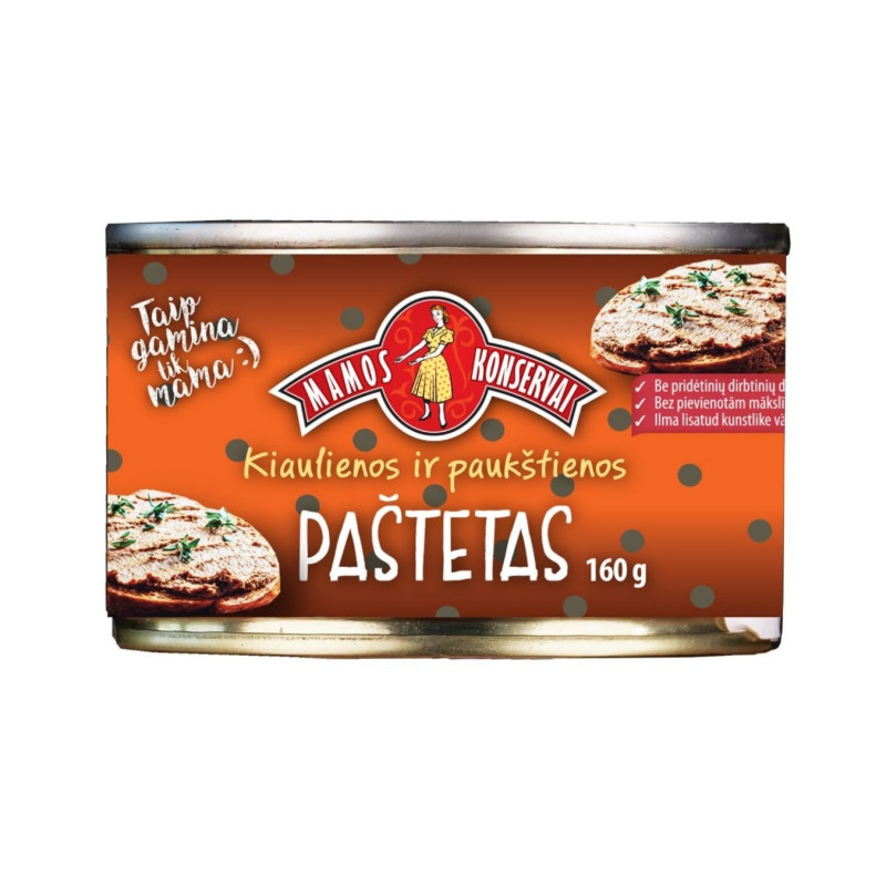 Paštetas Mamos konservai kiaulienos ir paukštienos 160g