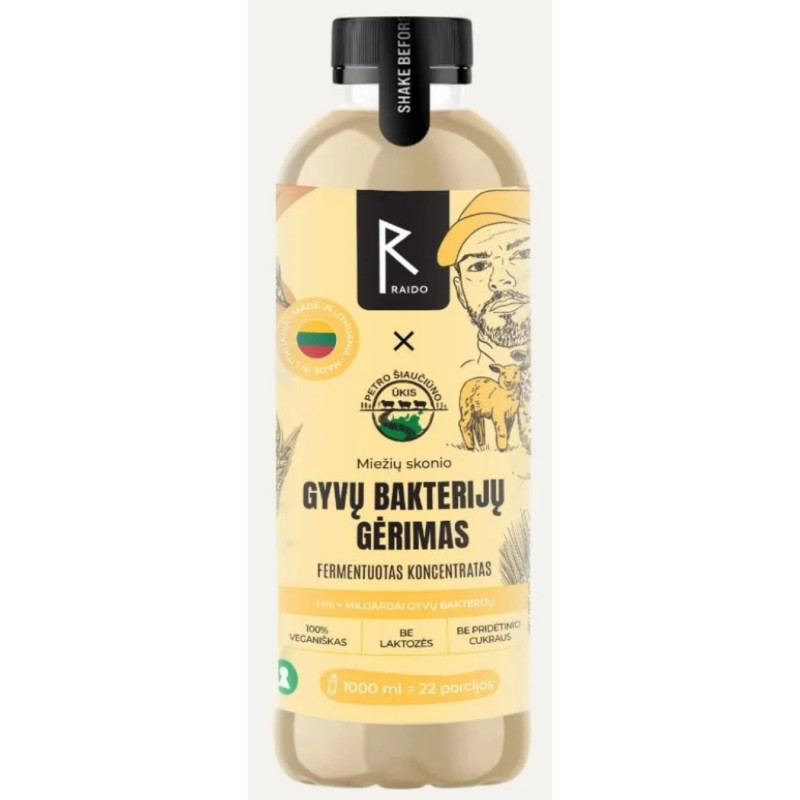 Gyvų bakterijų gėrimas RAIDO  miežių skonio 1000ml