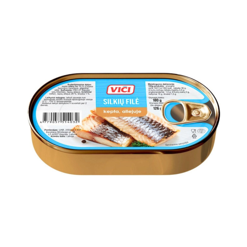 Kepta silkių filė aliejuje Viči, 180g/126g