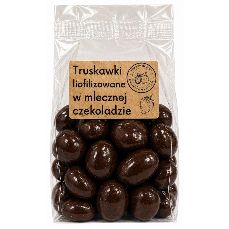 Liofilizuotos braškės pieniškame šokolade, 200g