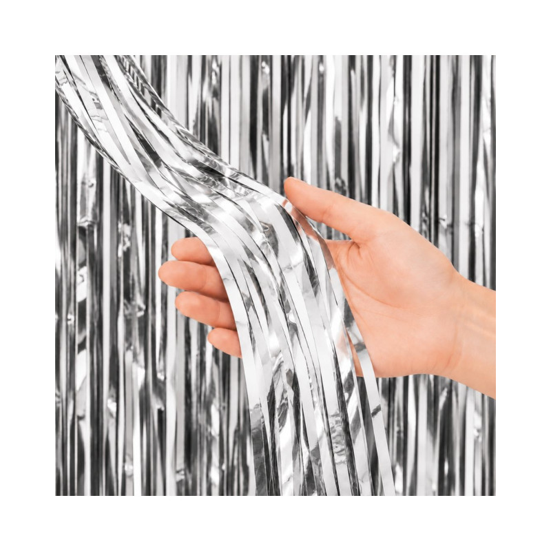 Dekoratyvinė užuolaida lietutis, sidabrinė spalva, 100x200cm