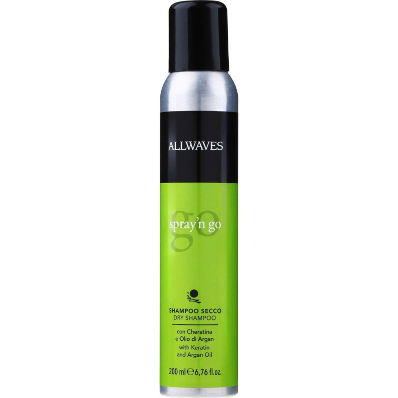 Sausas šampūnas Allwaves su keratinu ir argano aliejimu SPRAY N GO 200ml