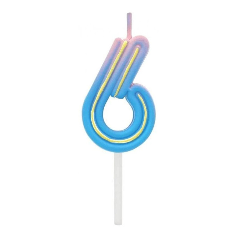 Žvakutė gimtadienio B&C neon "6"