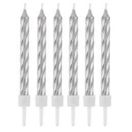 Žvakutė gimtadienio suktos sidabras 12 vnt, 8cm