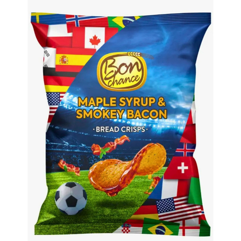 Duonos traškučiai Bon Chance klevų sirupo ir rūkytos šoninės skonio, 120g
