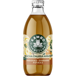 Fermentuotas arbatos gėrimas Kambo Kombucha Imbieras, svarainis, pipiras, 330ml