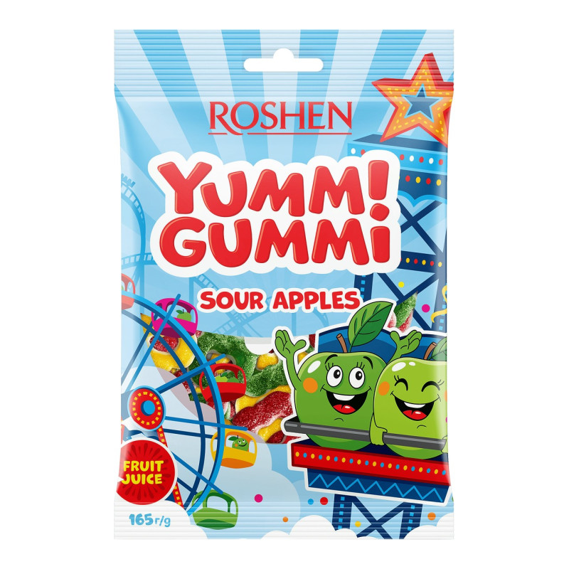Želiniai saldainiai Yummi Gummi Obuolių skonio, 165g