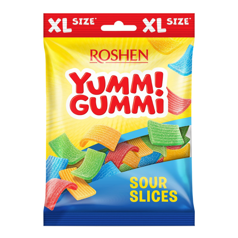 Želiniai saldainiai Yummi Gummi Rūgščios juostelės, 165g