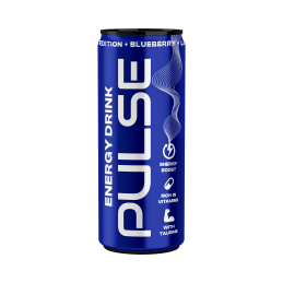 Gazuotas gaivusis energinis gėrimas PULSE mėlynių skonio,250ml