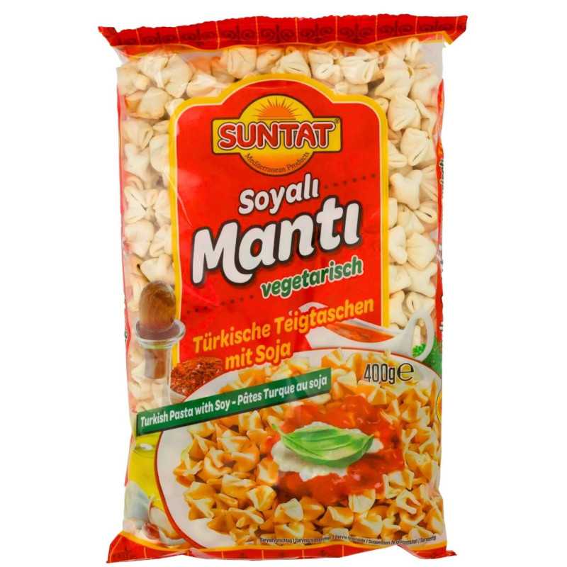 Makaronai SUNTAT Manti su sojos įdaro, 400 g