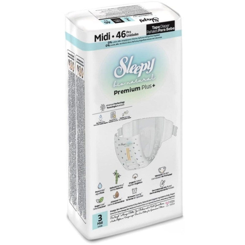 Sauskelnės Sleepy Premium Plus 3 dydis 4-10kg, 46 vnt