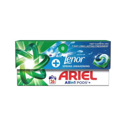 Skalbimo kapsulės Ariel + Lenor Fresh Air, 26 vnt