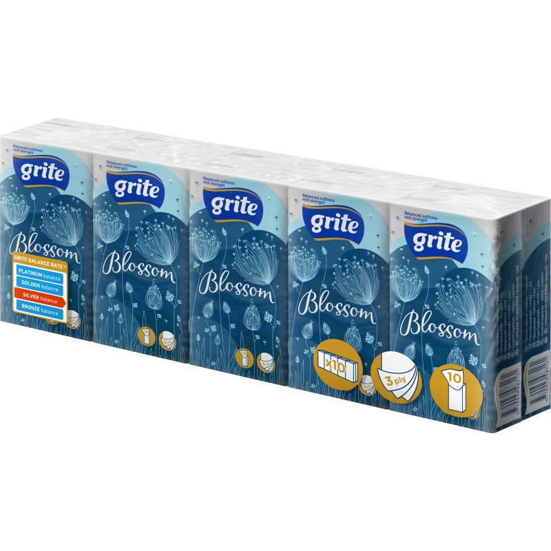 Viekartinės nosinaitės  GRITE  Blossom 10vnt